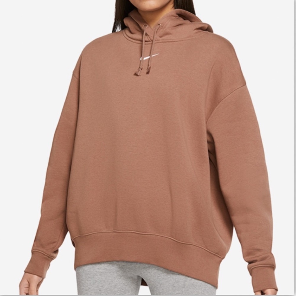 Nike Womens Sportswear Collection Essentials Fleece Hoodie in Mineral Clay/White